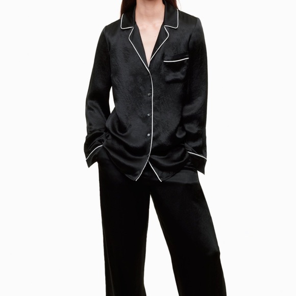 Babaton Satin Venturi Blouse Black